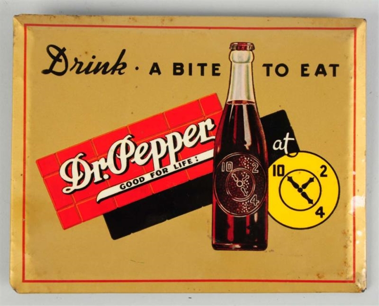 CELLULOID OVER TIN DR. PEPPER SIGN.               