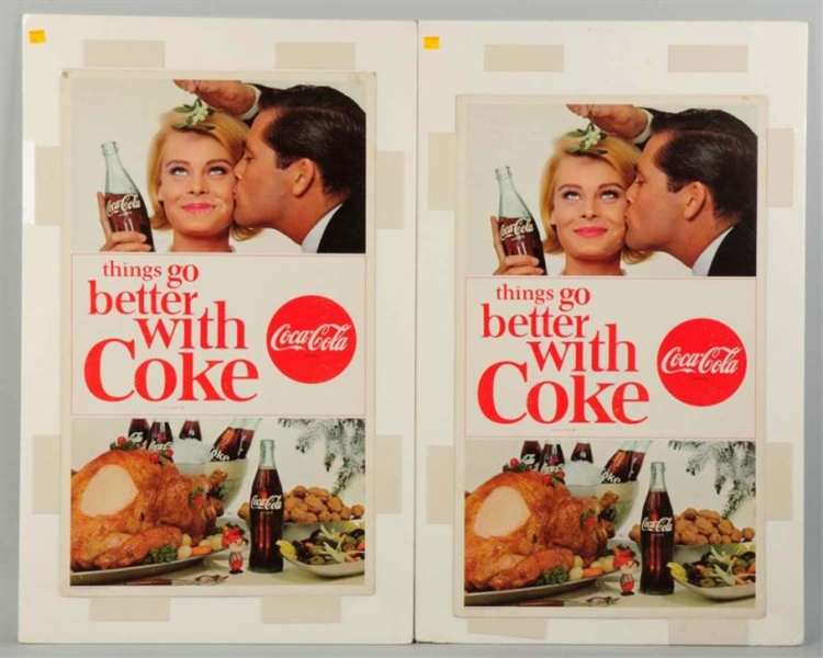 LOT OF 4: CARDBOARD COCA-COLA POSTERS.            
