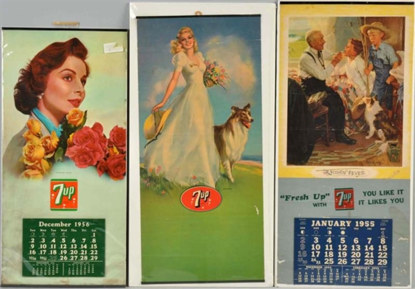 LOT OF 3: ASSORTED 1950S 7UP CALENDARS.           