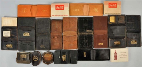 LOT OF 17: LEATHER COCA-COLA WALLETS & PURSES.    