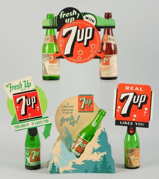 LOT OF 4: ASSORTED 7UP BOTTLE DISPLAYS.           