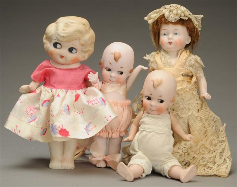 LOT OF 4 ALL-BISQUE DOLLS.                        