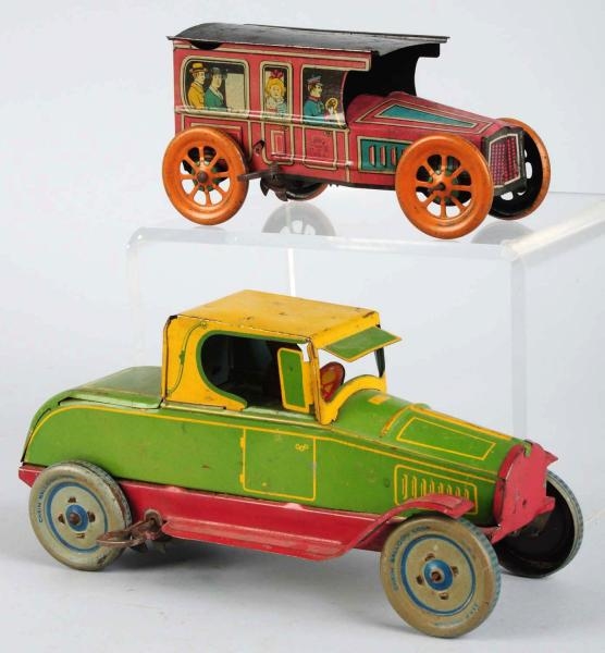 LOT OF 2: TIN LITHO CHEIN AUTOMOBILE WIND-UP TOYS 