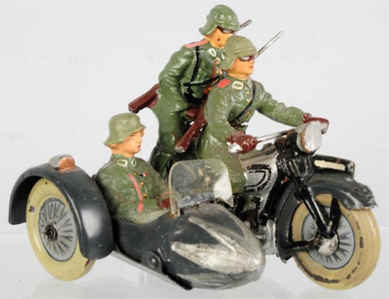 LINEOL MOTORCYCLE WITH SIDECAR & PASSENGERS.      