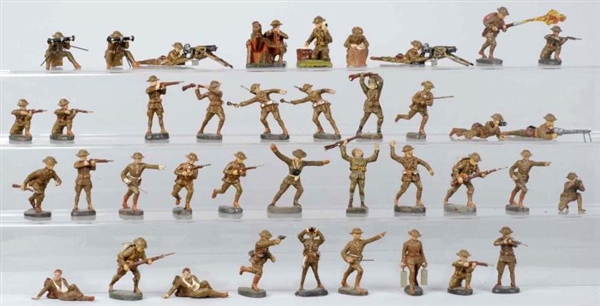 LOT OF 39: ELASTOLIN US ARMY SOLDIERS IN ACTION.  