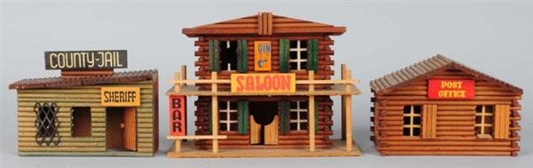 LOT OF 3: WOODEN WESTERN TOWN BUILDINGS.          