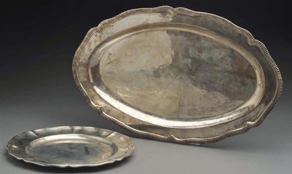 TWO SILVER TRAYS.                                 