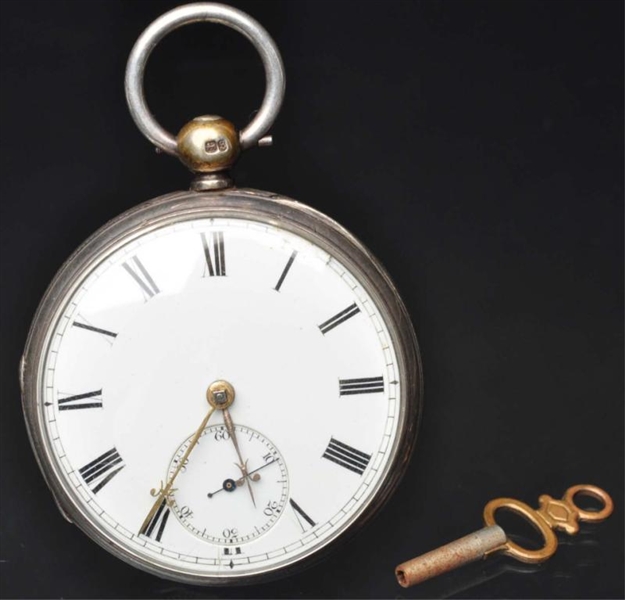 ENGLISH SILVER OPEN FACE FUSEE POCKET WATCH.      