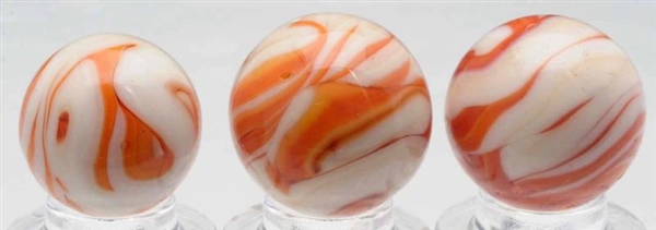 LOT OF 3: CHRISTENSEN AGATE FLAME MARBLES.        