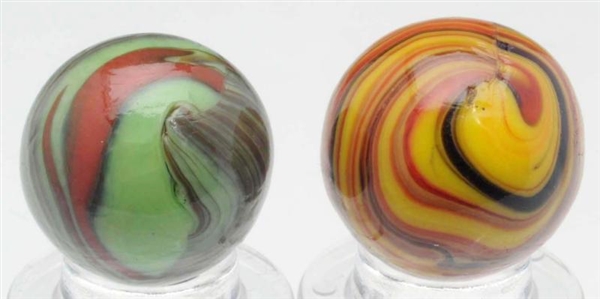 LOT OF 2: CHRISTENSEN AGATE STRIPE OPAQUE MARBLES 