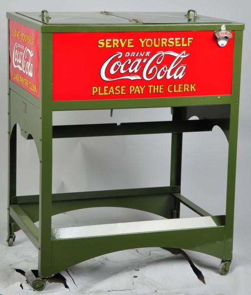 COCA-COLA DOUBLE GLASCOCK ICED COOLER.            