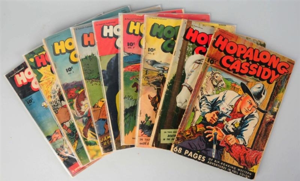 LOT OF 9: 1943-44 HOPALONG CASSIDY COMIC BOOKS.   