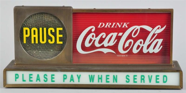 COCA-COLA PAUSE LIGHTED COUNTER SIGN.             