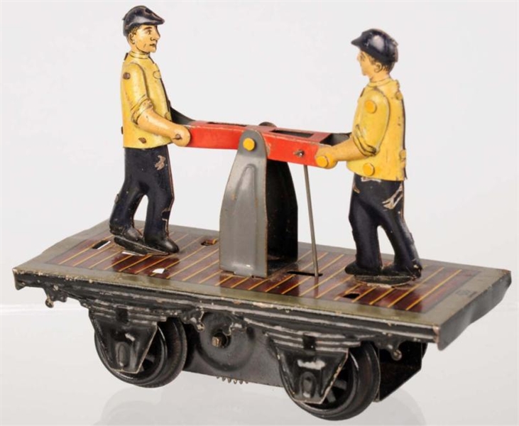 TIN LITHO BING HANDCAR WIND-UP TOY.               