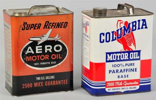 AERO & COLUMBIA MOTOR OIL CANS.                   