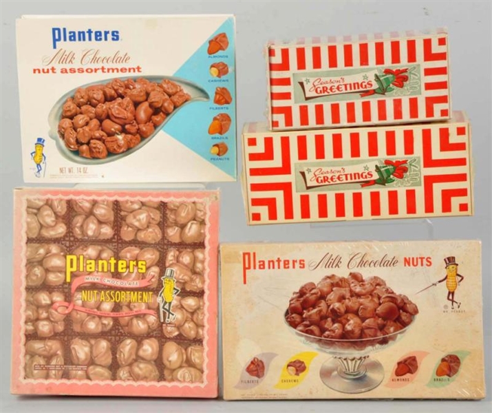 LOT OF 5: PLANTERS PEANUT CHOCOLATE BOXES.        