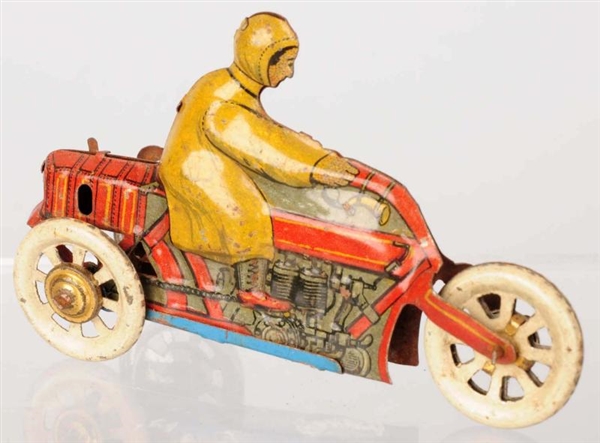 TIN LITHO MOTORCYCLE PENNY TOY.                   