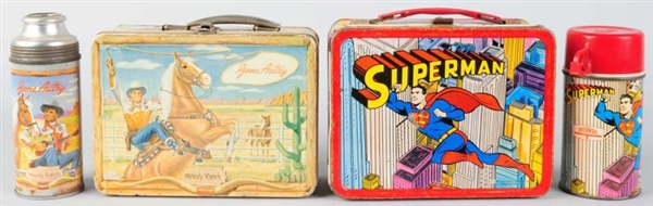 LOT OF 2: TIN LITHO CHARACTER LUNCH BOXES.        