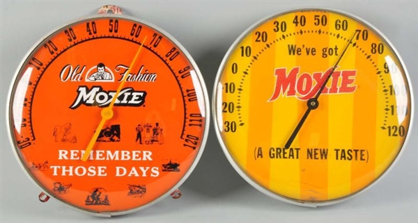 LOT OF 2: MOXIE DIAL THERMOMETERS.                