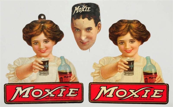 LOT OF 3: ASSORTED TIN MOXIE PINS.                