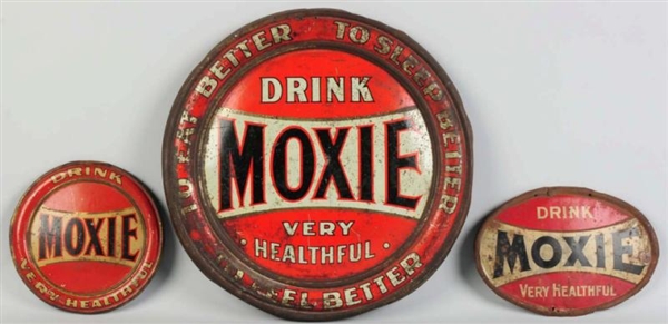 LOT OF 3: TIN EARLY MOXIE SIGNS.                  