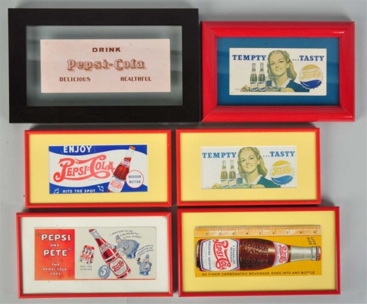 LOT OF 6: ASSORTED PEPSI-COLA INK BLOTTERS.       