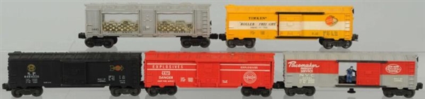 LOT OF 5: LIONEL BOXCARS.                         