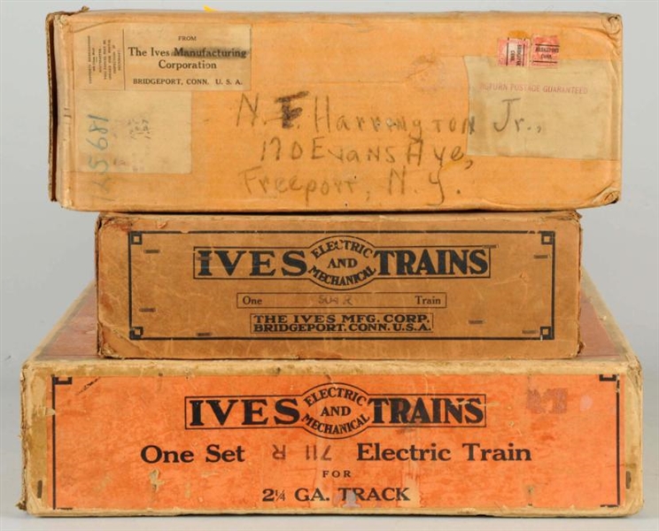 LOT OF 3: IVES TRAIN BOXES.                       