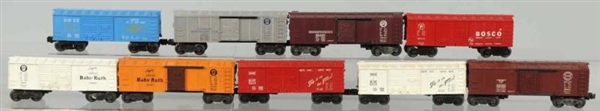 LOT OF 9: LIONEL BOXCARS.                         