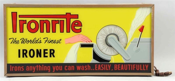 LIGHTED IRONRITE SIGN WITH SPINNER.               