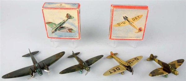 LOT OF 4: TIN LEHMANN AIRPLANE TOYS.              