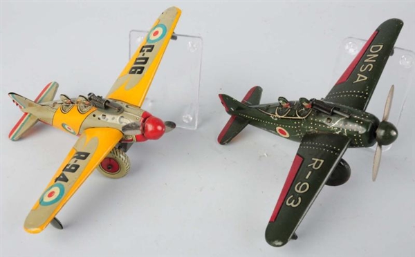 LOT OF 2: TIN LITHO AIRPLANE WIND-UP TOYS.        