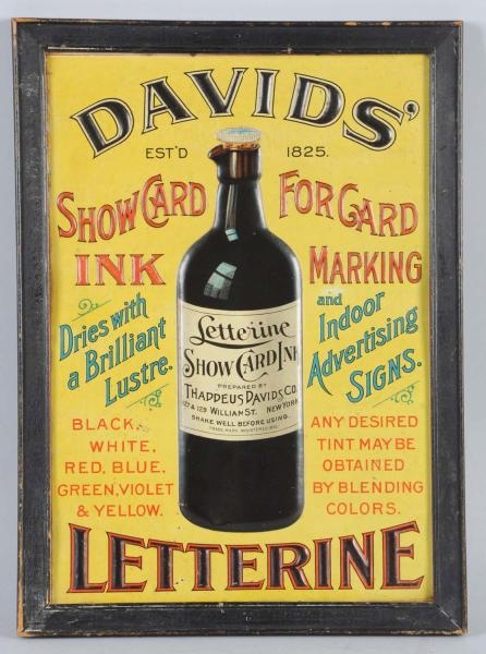 EARLY EMBOSSED TIN DAVIDS LETTERINE SIGN.        