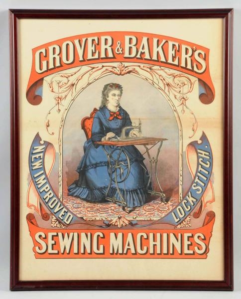 PAPER GROVER & BAKERS SEWING MACHINES SIGN.       