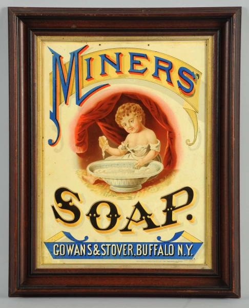 EARLY TIN MINERS SOAP SIGN.                      