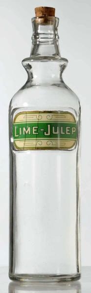 LIME-JULEP LABEL UNDER GLASS SYRUP BOTTLE.        