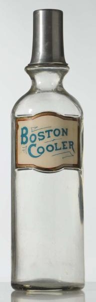 BOSTON COOLER LABEL UNDER GLASS SYRUP BOTTLE.     