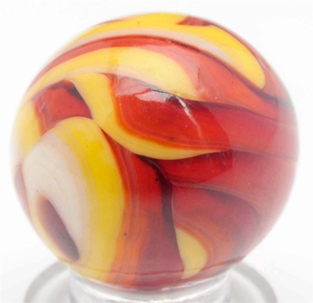 CHRISTENSEN AGATE 3-COLORED FLAME MARBLE.         