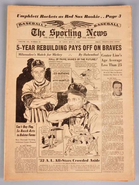 LOT OF 4: 1953 "THE SPORTING NEWS" NEWSPAPERS.    