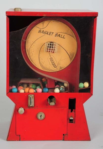 BASKETBALL COIN-OP SKILL MACHINE WITH GUM VENDOR. 