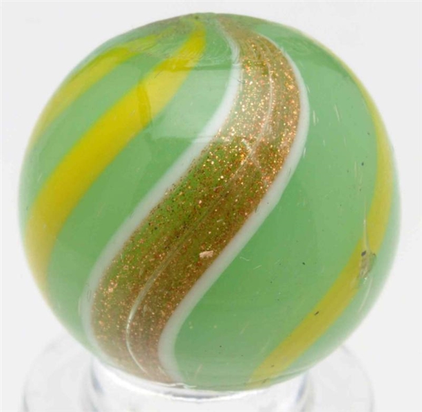 GREEN OPAQUE BANDED LUTZ MARBLE.                  