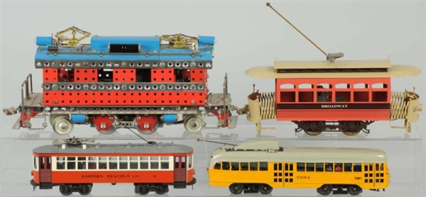 LOT OF 4: SCRATCH-BUILT & KIT TROLLEY CARS.       