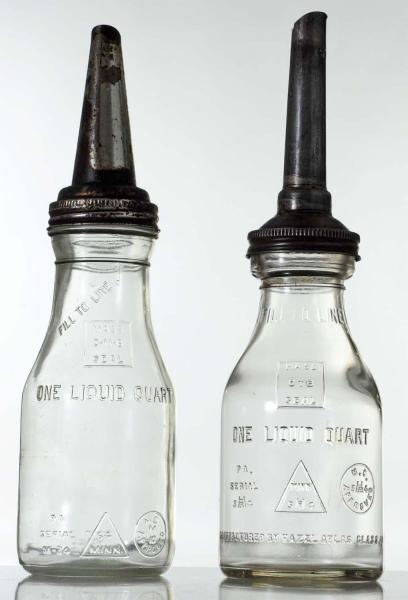 LOT OF 2: OIL BOTTLES WITH SPOUTS.                