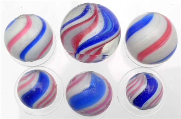 LOT OF 6: PEPPERMINT MARBLES.                     