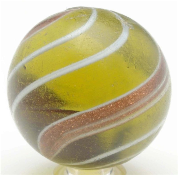 LARGE OLIVE GREEN BANDED LUTZ MARBLE.             