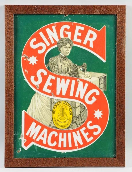 PORCELAIN SINGER SEWING MACHINES SIGN.            