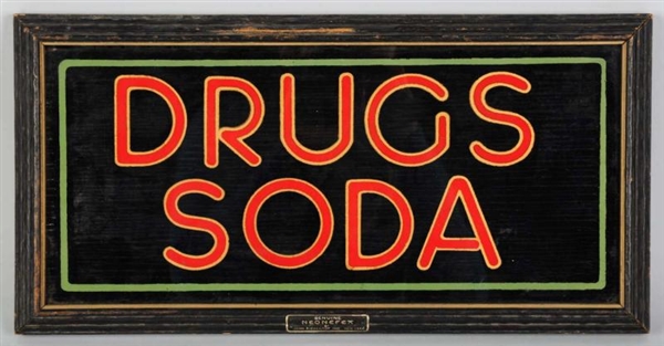 NEONEFEX DRUGS & SODA SIGN.                       