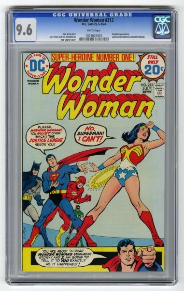 WONDER WOMAN #212 CGC 9.6 D.C. COMICS 6-7/74.     