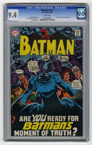 BATMAN #211 CGC 9.4 D.C. COMICS 5/69.             