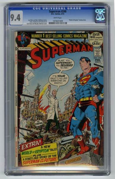 SUPERMAN #248 CGC 9.4 D.C. COMICS 2/72.           